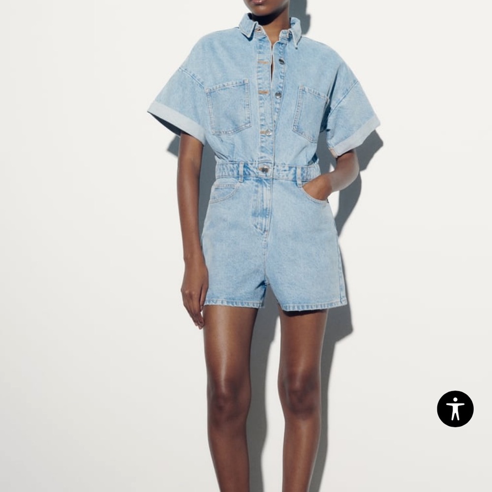 Zara Olive Denim Jumpsuit